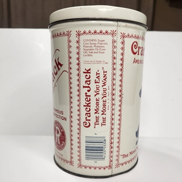1980 Vintage Tin Kitchen Canister Cracker Jack Popcorn Confection EMPTY - Picture 5 of 16